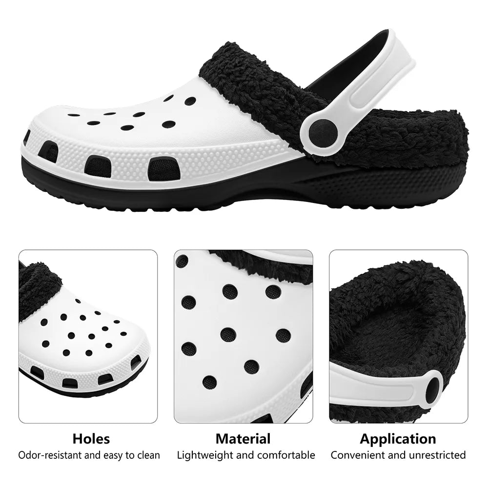 Adults Black Warm House Clog Winter Fur Lined Garden Slippers