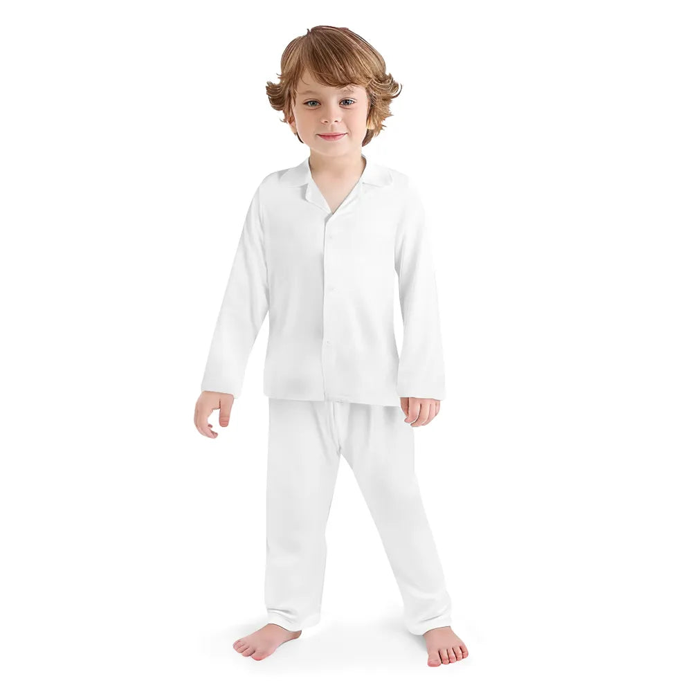 Kids Collar Design Long Nightwear Pajama Set (No Pockets)