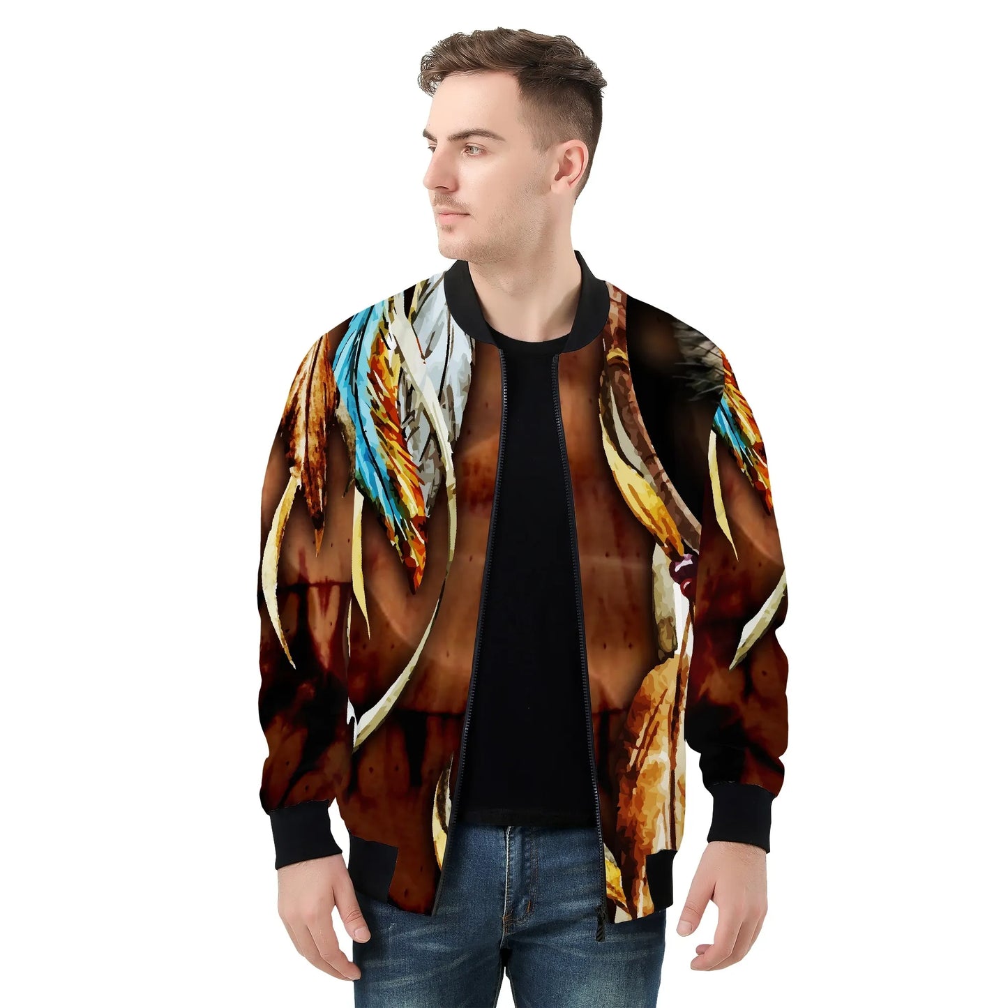 All Over Print Zip Up Bomber Jacket